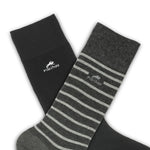 CA0009 Calcetin largo Black-Grey stripes 2p-3