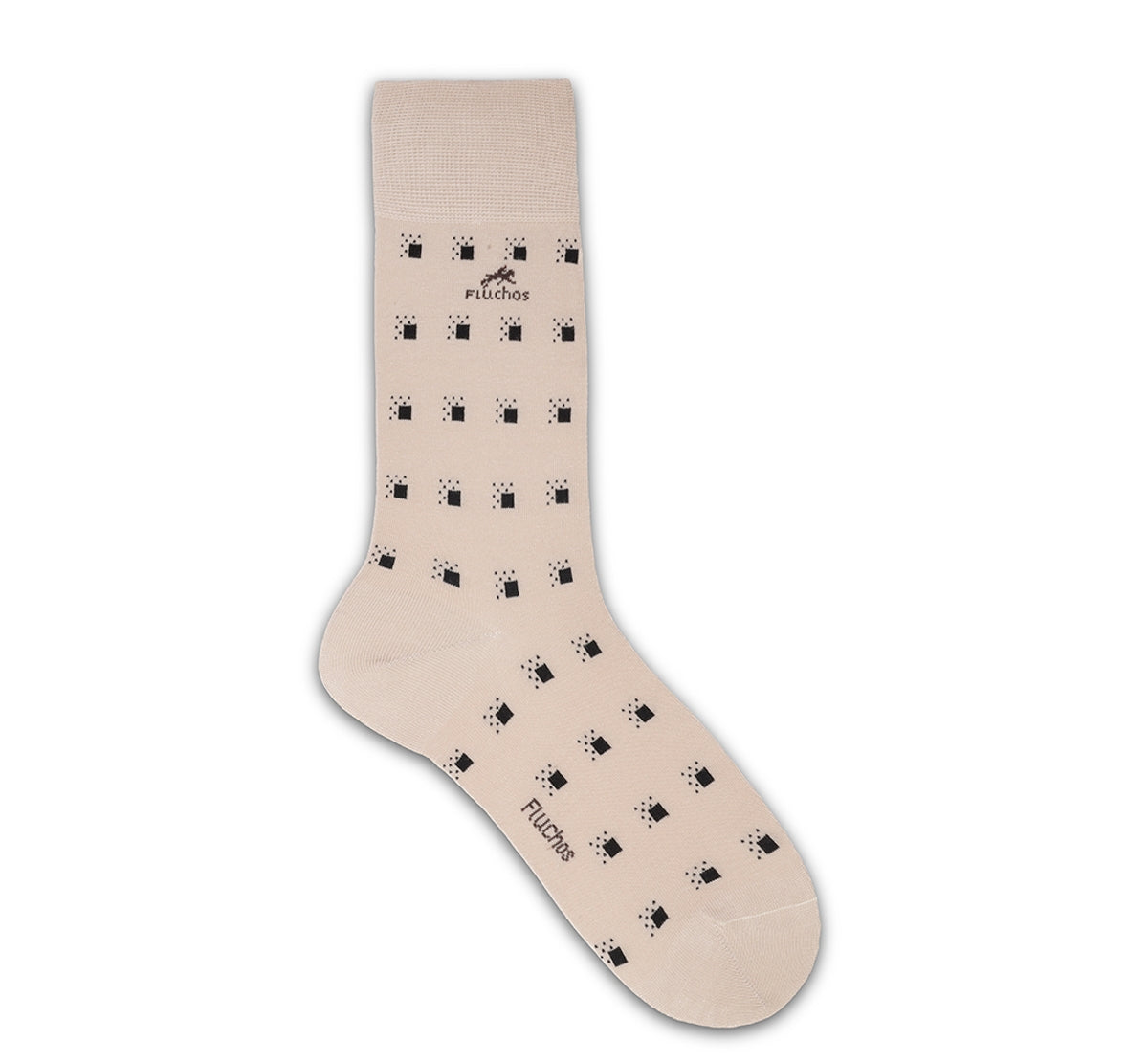 CA0009 Calcetin largo Beig-Black dots 2p-2