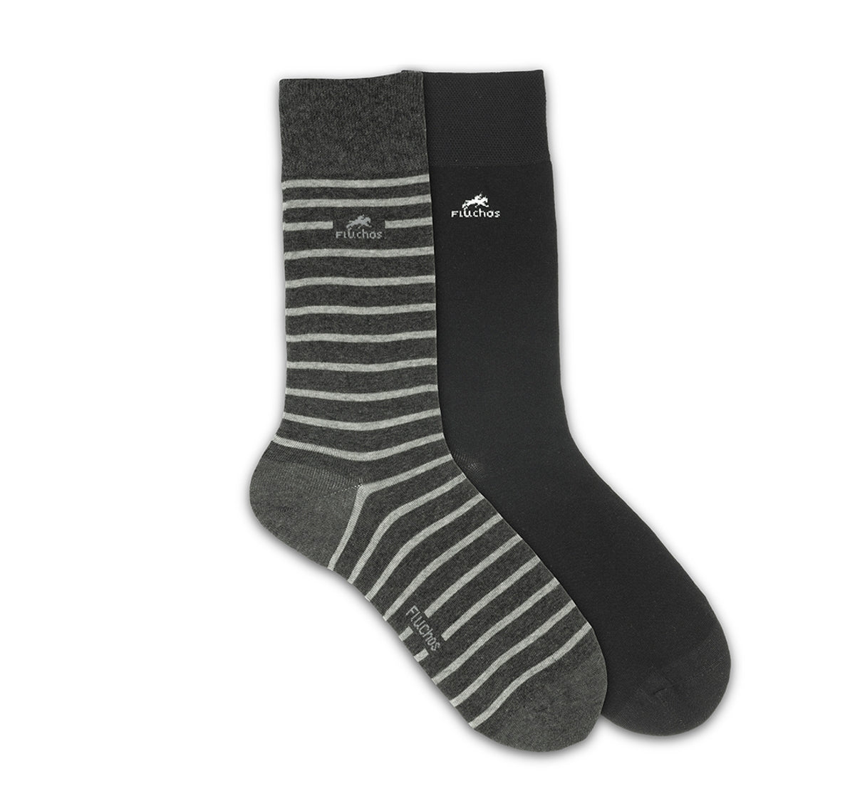 CA0009 Calcetin largo Black-Grey stripes 2p-0
