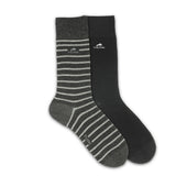 CA0009 Calcetin largo Black-Grey stripes 2p-0